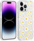 32nd Floral Gel Series - Transparent Clear Case with Floral Design for Apple iPhone 14 Pro Max (6.7), Hard Back Cover with TPU Gel Edges - Daisy