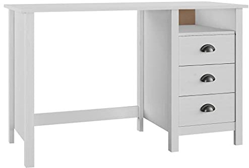 ZEYUAN Schreibtisch mit 3 Schubladen, Pc Tisch, Computertisch, Bürotisch, Nähtisch, Gaming Tisch, Computer Desk, 120×50×74 cm Massivholz Kiefer