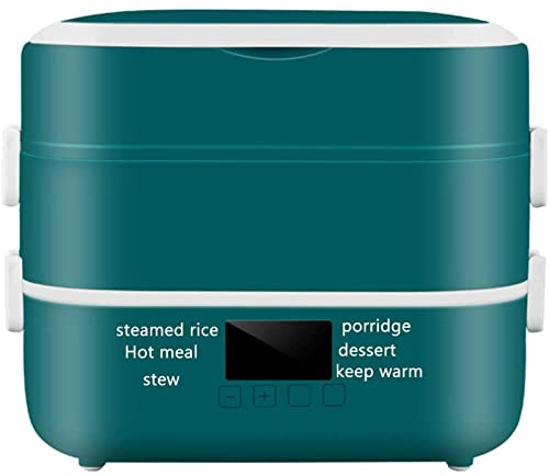 OLOTU Stainless 6 in 1 Electric Lunch Box, Insulated Food Heater with White Porcelain Liner, Large-Capacity Self Heating Box for On-the-Go Portable