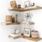 fuqing Schwebende Eckregale, Wandregal 3er Set, Regale für Wandaufbewahrung, Wandhalterung Holzdisplay Regal für Badezimmer Schlafzimmer Küche Garage, Karbonisiertes Schwarz