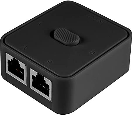 Bahan alamy Switch di rete LAN a 2 porte, RJ45 di rete Key-Press Switch Splitter Selector Box, hub di rete a 2 porte, 100 m 2 in 1 Out o 1 in 2 Out