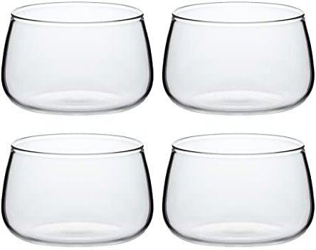 Sizikato Lot de 4 tasses à dessert en verre transparent, 170 ml, bol à crème pâtissière, tasse à pudding, passe au four