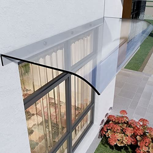 LLXNQ026 Front Door Canopy Curved Rain Shelter UV Protection Waterproof Porch Awning,Door Canopy Outdoor Waterproof Clear Polycarbonate Sheets,Canopy for Front Door (40x180cm/15.7x71in)