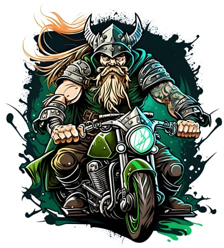 Samunshi Wikinger Rocker auf Motorrad Aufkleber Autoaufkleber für Motorrad Fahrrad Roller oder Auto Sticker Fahrrad MTB Mountainbike Rennrad Viking (14x15cm Wikinger Rocker auf Motorrad)
