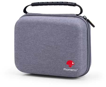 Phomemo Etikettendrucker Tasche, Tragbare Tasche für M221/M220/M110/M120/M200/M04S/M04AS Drucker, Stoßfest,Wasserdicht, Halter Tasche für Etikettendrucker mit Band, mit Netztasche für Zubehör (Grau)