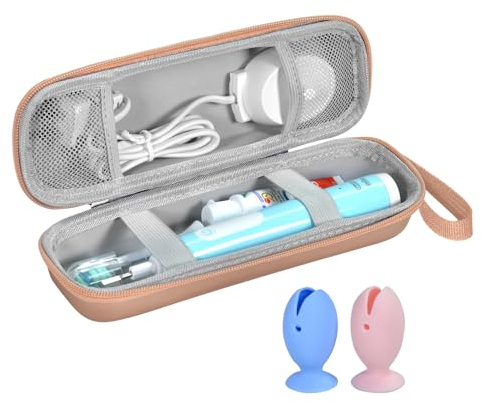 Elektrische Zahnbürste Reiseetui für Oral-B/Oral-B Pro/Phlips Sonicare Electric Toothbrush, Tragbare Hartschalen Reisetasche Reise-etui mit 2pcs Zahnbürsten Kopf Silikon Schutzhülle(Roségold)