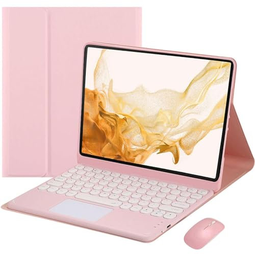 EHLCYS Custodia con Tastiera per Lenovo Tab M10 Plus 2a Generazione 2021 TB-X606F/TB-X606X 10,3 Pollici, Tastiera Touchpad Wireless Bluetooth Rimovibile, Custodia Ultrasottile E Leggera,Rosa