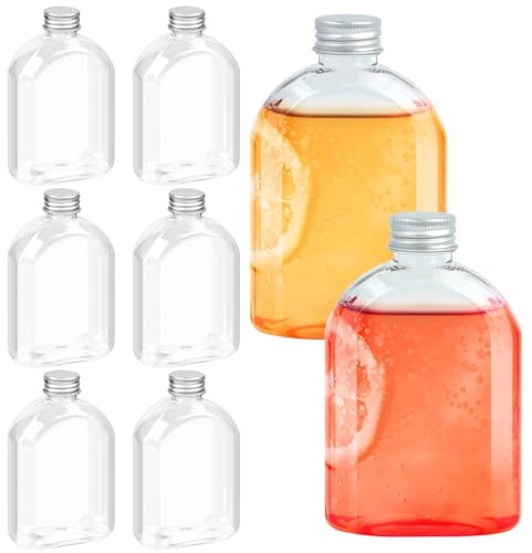 JOYSKY 6 botellas de jugo de 200 ml, botellas de plástico transparente a prueba de fugas, botellas vacías reutilizables con adhesivo y para jugo, fiesta de boda