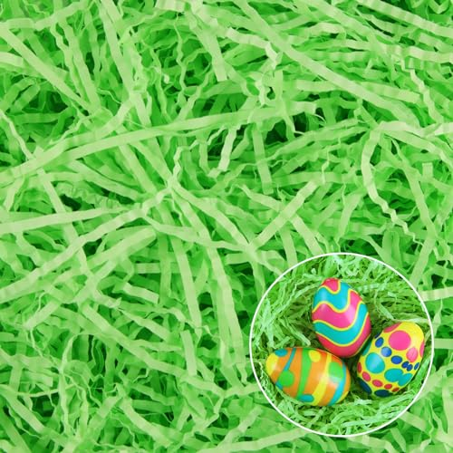 Ostergras Papier, Hillylolly 200g Ostergras Grün, Geschreddertes Papier Füllmaterial, Füllmaterial Geschenk, Ostergras Dekogras für Osterkorb Osternester Oster Geschenkbox -Geschenktüte