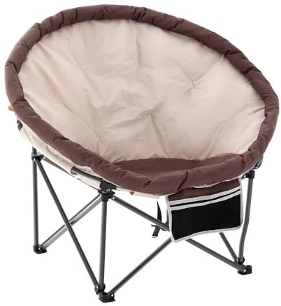 UMINEUX Oversized Camping Chair, Heavy-Duty Saucer Chair for Adults, 330 lb. Capacity, Padded, Folding, Portable Large Cozy Circle Chair with Storage Bag for Outdoor, Patio, Balcony