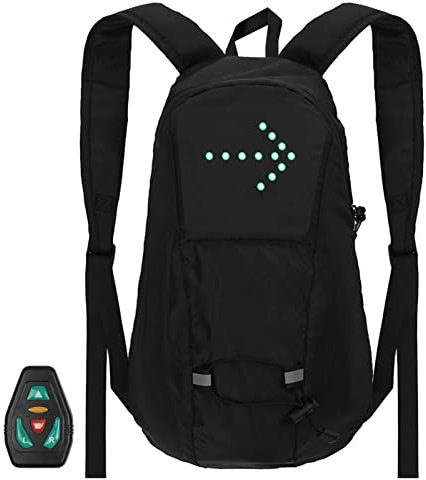 Funien LED Blinker Fahrrad Pack 15L LED Rucksack mit Fahrtrichtungsanzeige USB wiederaufladbare Sicherheitslichttasche Wasserdichter Fahrradrucksack Drahtlose Fernbedienung Fahrradtasche Sportweste