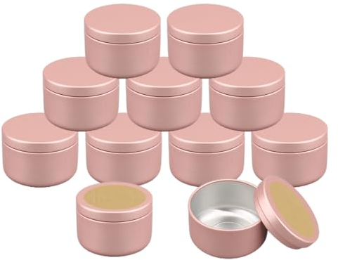 BPZXL 100 Pièces 50ml Rond Pots en Aluminium Rose mat Cosmétique Bougie Aluminium Vides Pots de Voyage pour Baume à lèvres