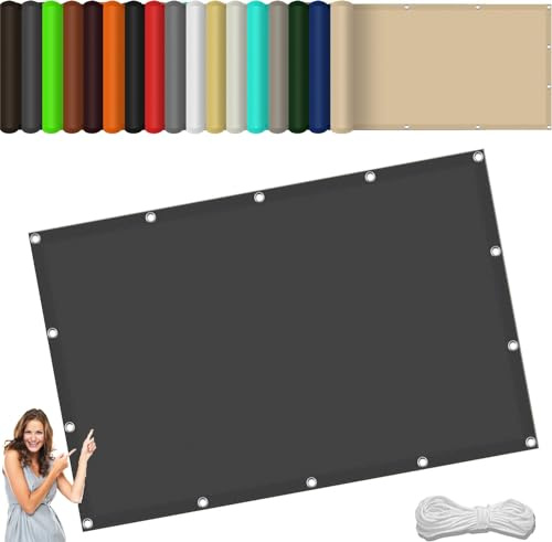 Segeltuch mit Ösen im Viele Größe Und Farben 120 x 180 cm,Wasserabweisend Sonnenschutz Windschutz mit 98% Uv Schutz, Sonnensegel, Sonnenschutz Baldachin,Für Terrasse Garten, Dunkelgrau