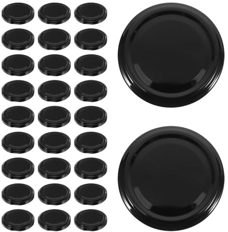 Alipis Lot De 50 Couvercles En Fer Pour Bocaux En Verre, Couvercles HerméTiques Pour Confitures Et Conserves, Couvercles RéUtilisables Pour Pots , 63mm Noir
