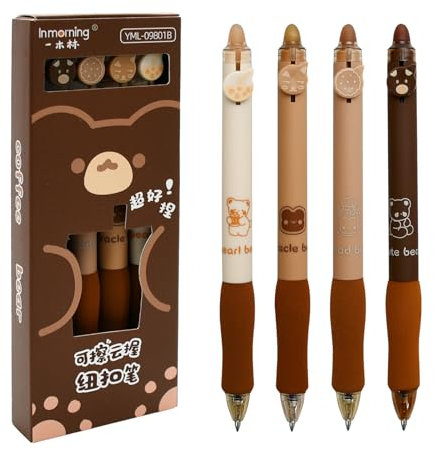 Husalsea Boligrafos Borrable 4 Piezas 0,5 Mm Azul Boligrafos Borrables EmpuñAdura De Espuma Antisudor Boligrafo Borrable Cabeza De Borrador Viene Con Estudiante De PapeleríA Material De Oficina