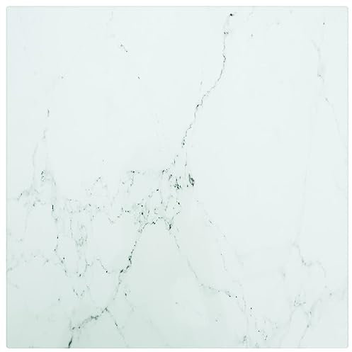 WIFESE Plateau de table blanc 30 x 30 cm, 6 mm, table basse, table d'appoint, plateau en verre multiplex, plateau en verre, plateau de table de cuisine, plan de travail en verre trempé aspect marbre