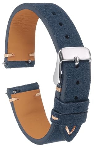 QUARKZMAN Uhrenarmband Wildleder mit Edelstahl Schnalle, Uhrenarmbänder Schnellverschluss Vintage Ersatzarmband für Smartwatch Universal Uhr Elegantes Damen Herren