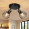 Kimjo Deckenstrahler LED Deckenleuchte 2 Flammig Schwenkbar - Deckenstrahler Schwarz 2 Flammig Rund - E14 Deckenlampe Strahler Deckenleuchte Spot Lampe Decke Küche