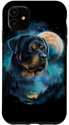 Majestic Rottweiler Dog Under Moonlit Forest Sky Case for iPhone 11