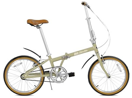 FabricBike Klappfahrrad, Alu-Rahmen, Single Speed, klapprad 20 Zoll, Folding, klapp Fahrrad, Klapprad Erwachsene, Fabric Bike Folding Bike (Light Sand W/Mudguard)