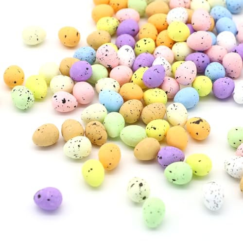 CHEERYMAGIC Easter Foam Eggs, Easter Eggs Decorations, Multi-Color Foam Egg Graffiti Speckled Eggs Mini Bird Egg Decorative for Easter Tree Decorations Basket Filler Ornaments A9BDCD