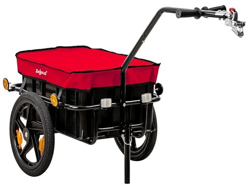 Zelsius Rimorchio per bicicletta | 68 litri | Carrello per il trasporto, carrello per bicicletta, rimorchio con vasca in plastica | Rimorchio per bicicletta, rimorchio per il trasporto