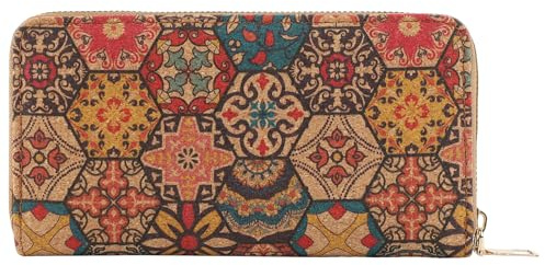 GmeDhc Damen Kork Portemonnaie, Kork Geldbörse mit Reißverschluss, Bunt, Vegan, Geschenk für Mädchen