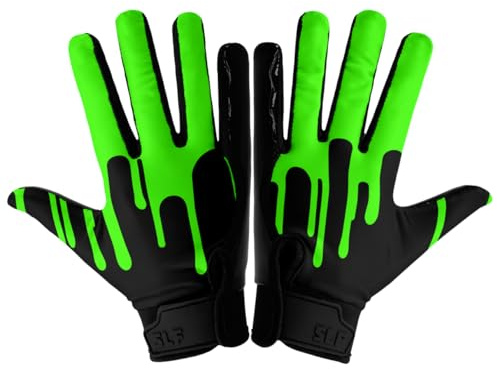 SLEEFS Youth Football Gloves for Boys & Girls - Wide Receiver Football Gloves with Sticky Grip for Catch Control - Lightweight, Breathable Fit - Durable Kids Glove, Youth Small or Large