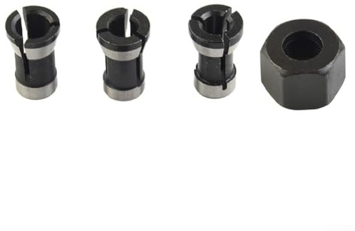 M15 Screw Nut and Collet Chuck Set for Electric Router or Milling, Carbon Steel, Fits 6mm 6.35mm 8mm Bits, 2 Pack, Black(6.35mm)