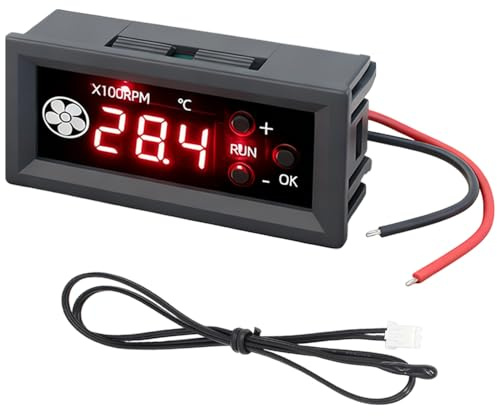 Wxeadu DC 12V 4-Draht Lüfter Drehzahlregler, Lüftertemperaturregler mit Digitale Anzeige Temperatur und Drehzahl, PWM Lüftersteuerung Drehzahlregler Unterstützt 3A Lüfter PWM 25KHz