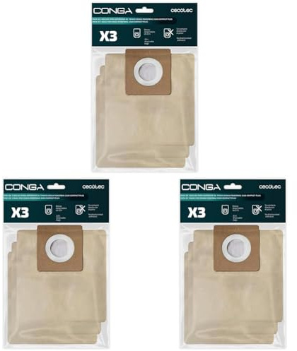 Cecotec Pack 3 Staubsaugerbeutel für Bodenstaubsauger Conga PowerBag 2500 Compact Plus. Enthält Beutel kompatibel mit Conga Powerbag 2500 Compact Plus (Packung mit 3)
