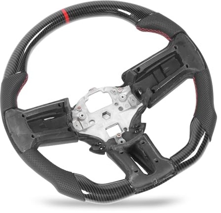 Jonlaki 2010–2014 Hydro Dip Carbon Fiber Look Flaches Sportlenkrad mit Perforiertem Lederhandgriff