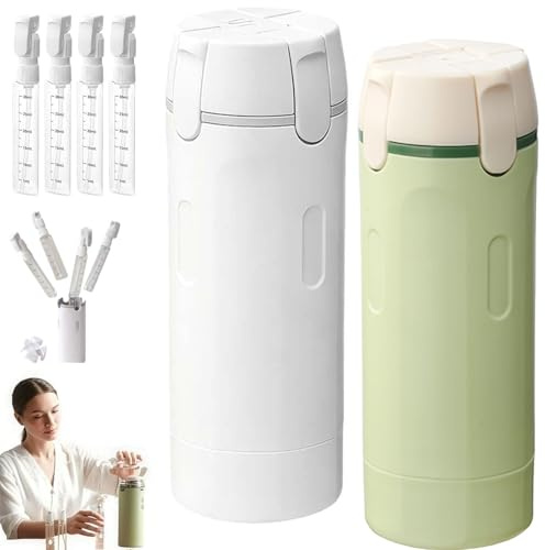 4 in 1 Travel Dispenser Bottle,4 in 1 Refillable Travel Dispenser Bottle for Toiletries,Leak Proof Travel Size Containers,Portable Containers for Shampoo Lotion Conditioner Cream (2pc)