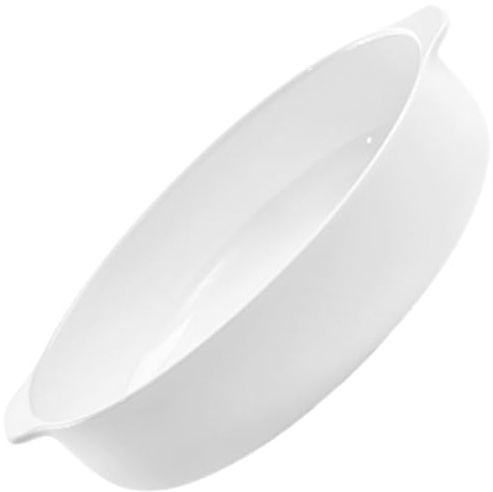SEWACC Plat à Four Résistant aux Rayures et Compatible Réfrigérateur en Céramique Blanche avec Double Poignée pour Servir Pain ou Pâtes