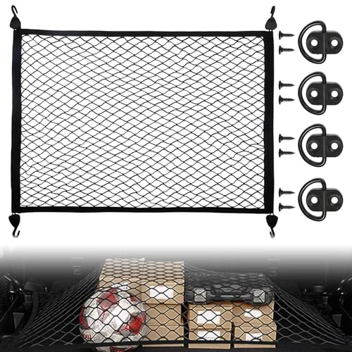 GZYYANG Rete bagagli per auto, 100 x 80 cm, con 4 ganci, per bagagliaio, tettuccio auto, rete di sicurezza del carico