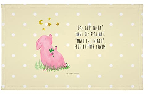 Mr. & Mrs. Panda 50 x 100 Handtuch Schwein Glück - Geschenk, lustige Sprüche, Sterne, Badehandtuch, Gute Laune, Schweinchen, groß, Tiermotive,