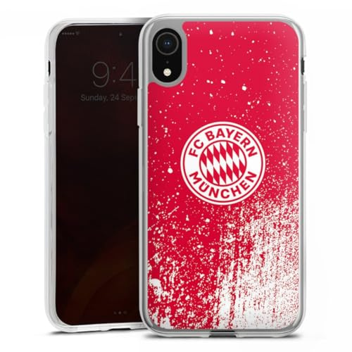 Silikon Hülle kompatibel mit Apple iPhone Xr Case transparent Handyhülle FC Bayern München Offizielles Lizenzprodukt FCB