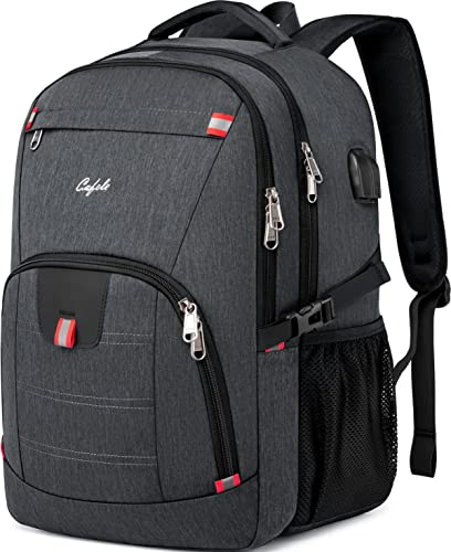 Sac à Dos Ordinateur 17.3 Pouces Homme Imperméable avec USB Charging Port Sac a Dos PC Portable Grande Capacité 17 Pouces Voyage d'affaires Collège, gris