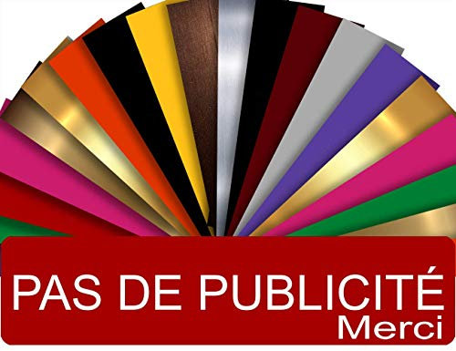 Plaque PAS DE PUBLICITÉ MERCI Adhésive PVC Pour Boîte Aux Lettres - Plaque Stop Pub - 8 cm x 2 cm - 21 Couleurs Disponibles (Rouge)