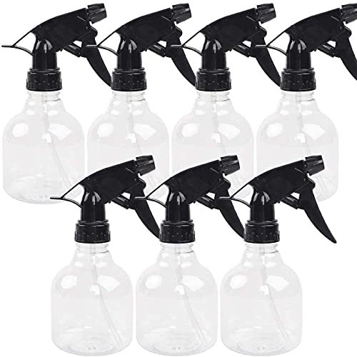 SUPERLELE 7 Packs 8oz Empty Plastic Spray Bottles with Black Trigger Sprayers, Adjustable Nozzle, for Cleaning Solutions, Planting, Cooking Includes Funnel and Labels