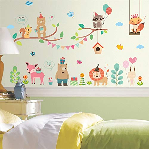Dass Wandsticker Wald Jungle Wild Animal Ballon-Tapete, for Kinderzimmer Schaufenster Krippen- und Kindergartendekoration, entfernbare Vinyl Poster 30x90cm