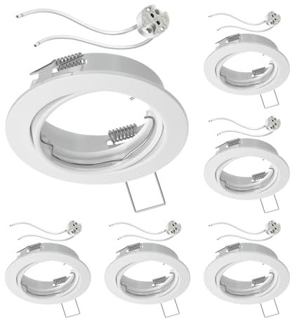 ledscom.de 6 Stück Decken-Einbaurahmen FERE Einbaurahmen weiß matt schwenkbar (LED/Halogen/MR16/50mm) inkl. GU5.3 Fassung