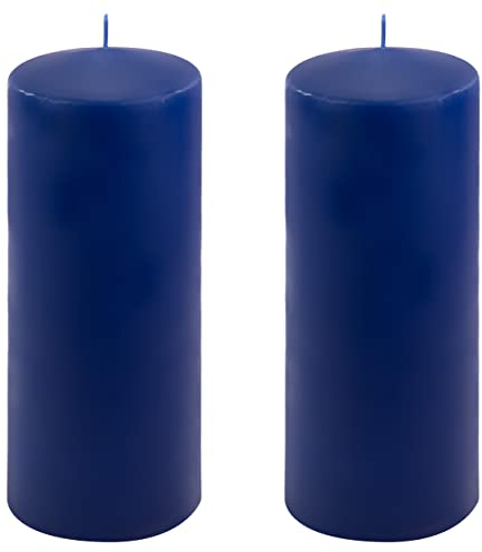 Stumpenkerze Höhe 25 cm Ø 10 cm lange Brenndauer Rund-Kerze Säulenkerzen Kerzen-Deko Tafelkerzen Weihnachts-Kerzen Hochzeit Xmas (blau, 2)