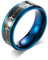 Bishilin Männer Ringe Edelstahl, Herren Ring Personalisiert Herzschlag mit Kohlenstoff 8MM Breit Freundschaftsring Blau Schwarz Ringe in Bijouterie Große 60 (19.1)