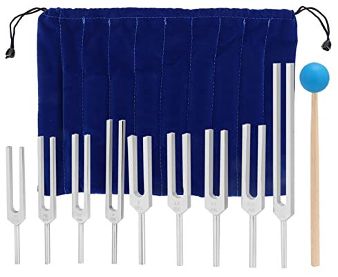 ANKROYU 9 Stück Stimmgabel Set, Tuning Fork 174/285/396/417/528/639/741/852/963 Hz Klangheilungstherapie Werkzeug Herzchakra Perfektes Musikinstrument für Tuner