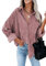 YMING Femme Chemise Boutonnée Blouson en Velours Côtelé Veste Décontractée Jacket Ample Rose M