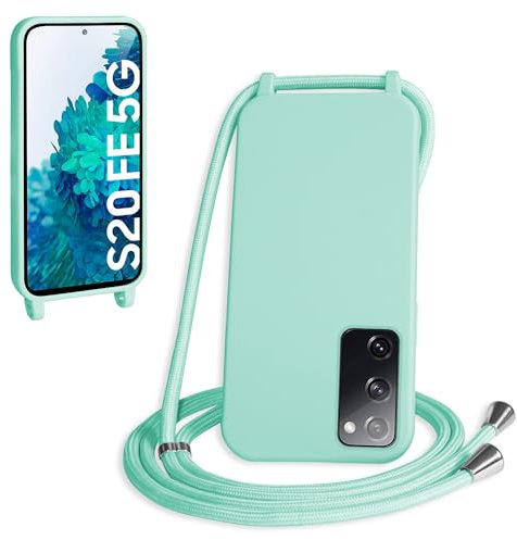 WenBaby Handykette für Samsung Galaxy S20 FE Hülle mit Band,Handyhülle mit Schnur zum Umhängen Silikon Seil Necklace Schutzhülle mit Kordel Tasche Case TPU Bumper für Galaxy S20 FE- Pfefferminzgrün