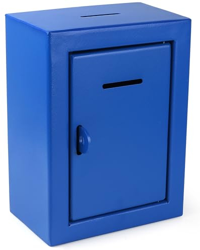Spendenbox aus Metall, für Wohltätigkeitsorganisationen, aus Stahl, für Wahlurnen, Büro, Vorschlagsbox, sichere Box mit Schlitz vorne und oben, einfache Wandmontage mit vorgebohrten Löchern, 21,6 x