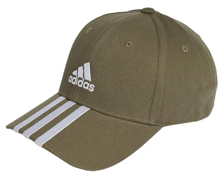 Adidas Unisex 3-Stripes Cotton Twill Baseball Cap, Olive Strata/White, XXS