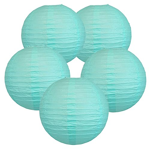 TopAAA Japanische Papierlaternen, Papierlampenschirm, 30,5 cm, Blau, 5 Stück